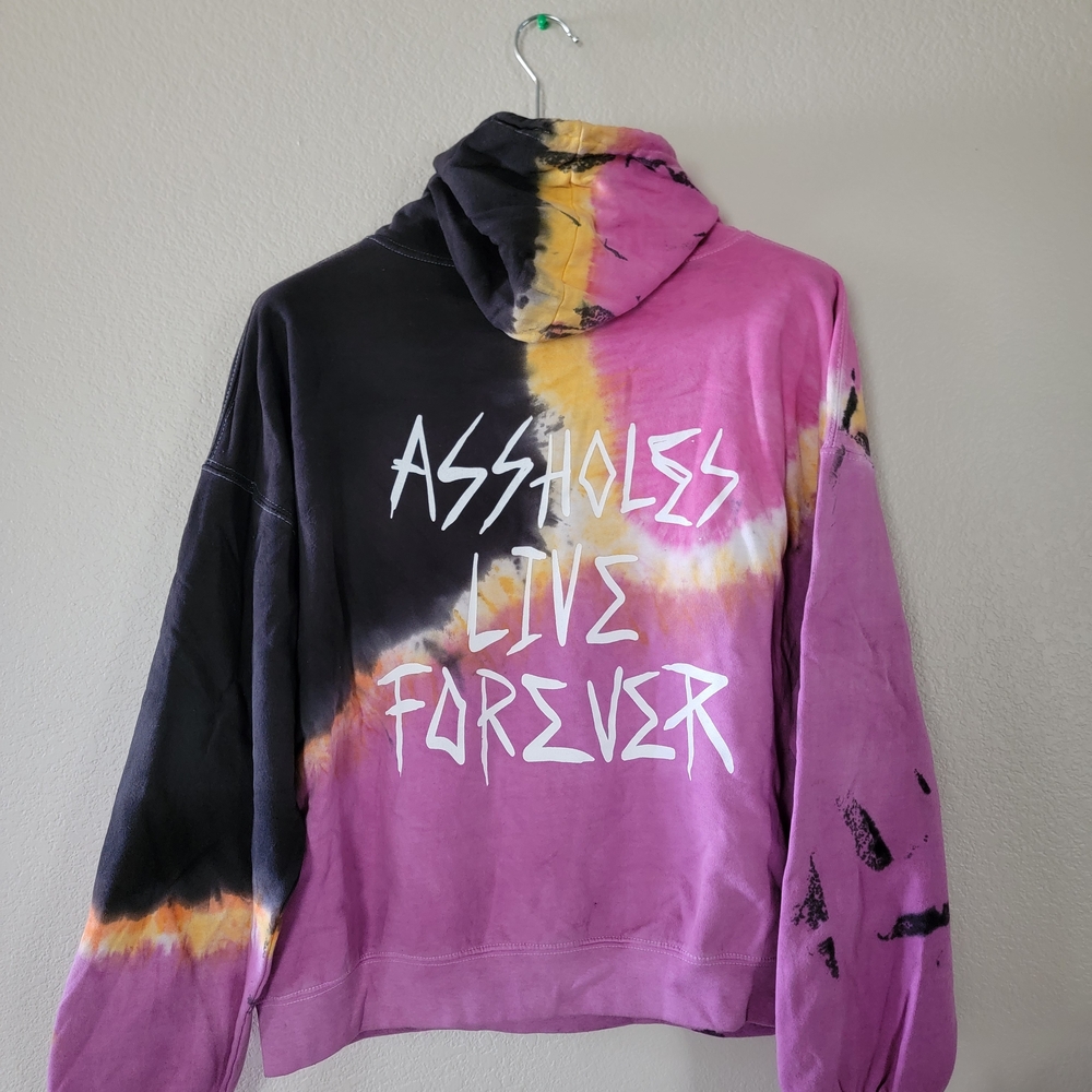 Tie-Dye Graphic Hoodie - Pink, Black & Yellow - Unbranded